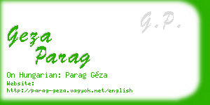 geza parag business card